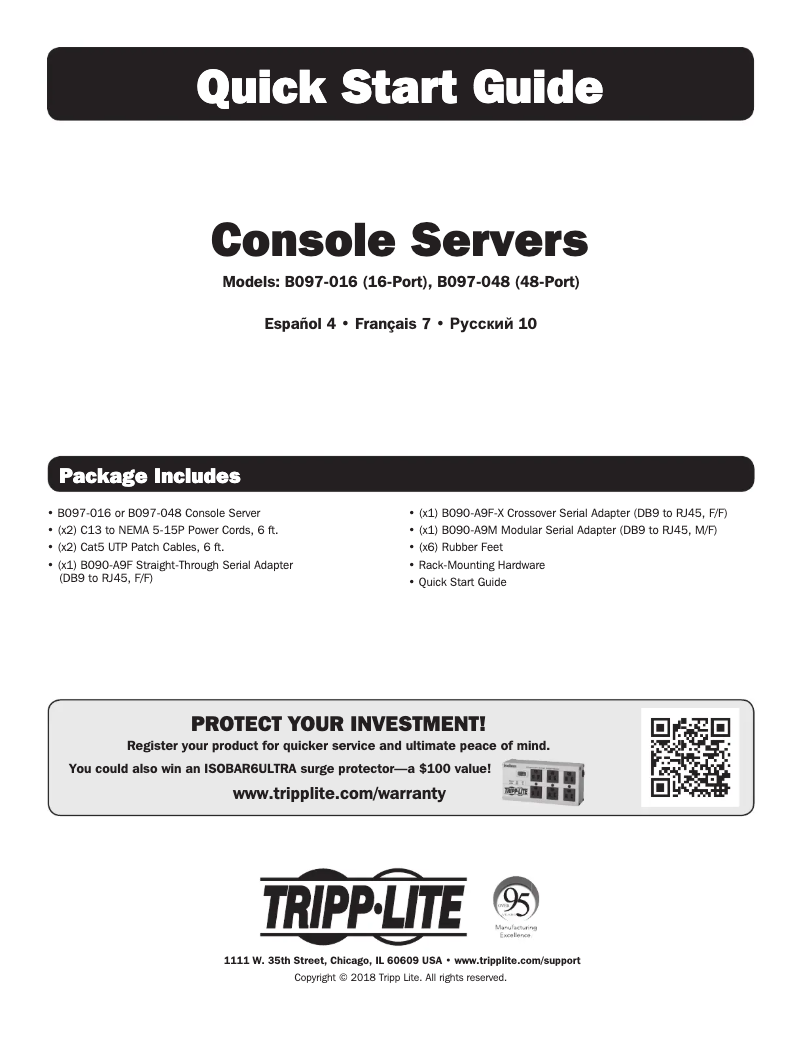 Page 1 de la notice Manuel utilisateur Tripp Lite B097-016