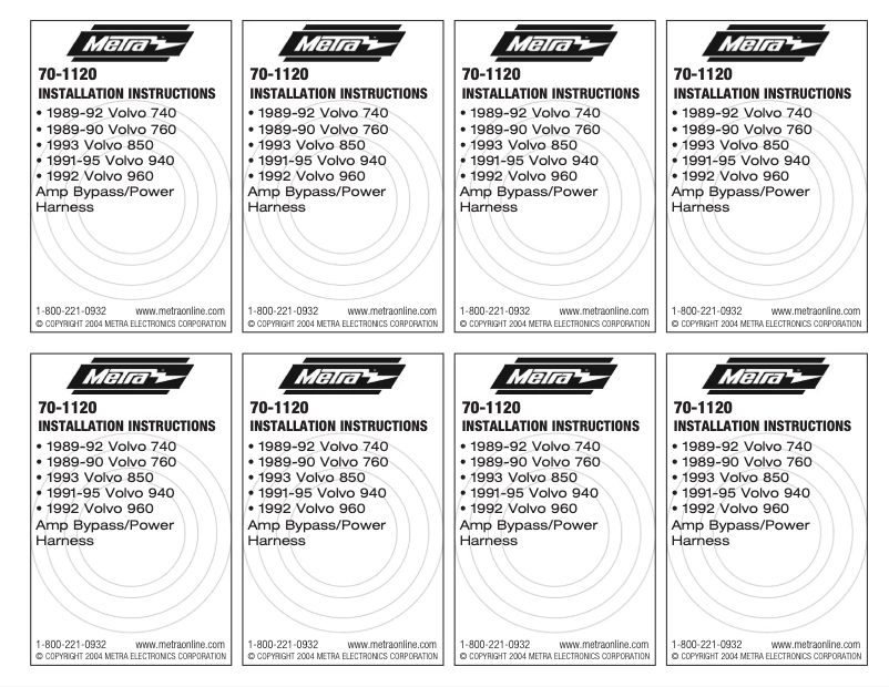 Page n°1 - Guide d'installation Metra 70-1120