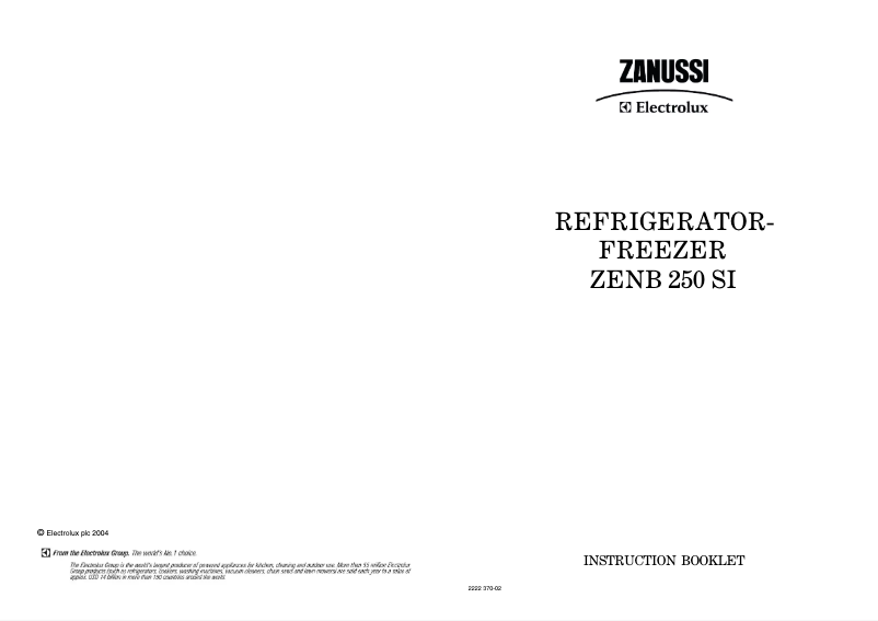 Image de la première page du manuel de l'appareil ZENB250SI