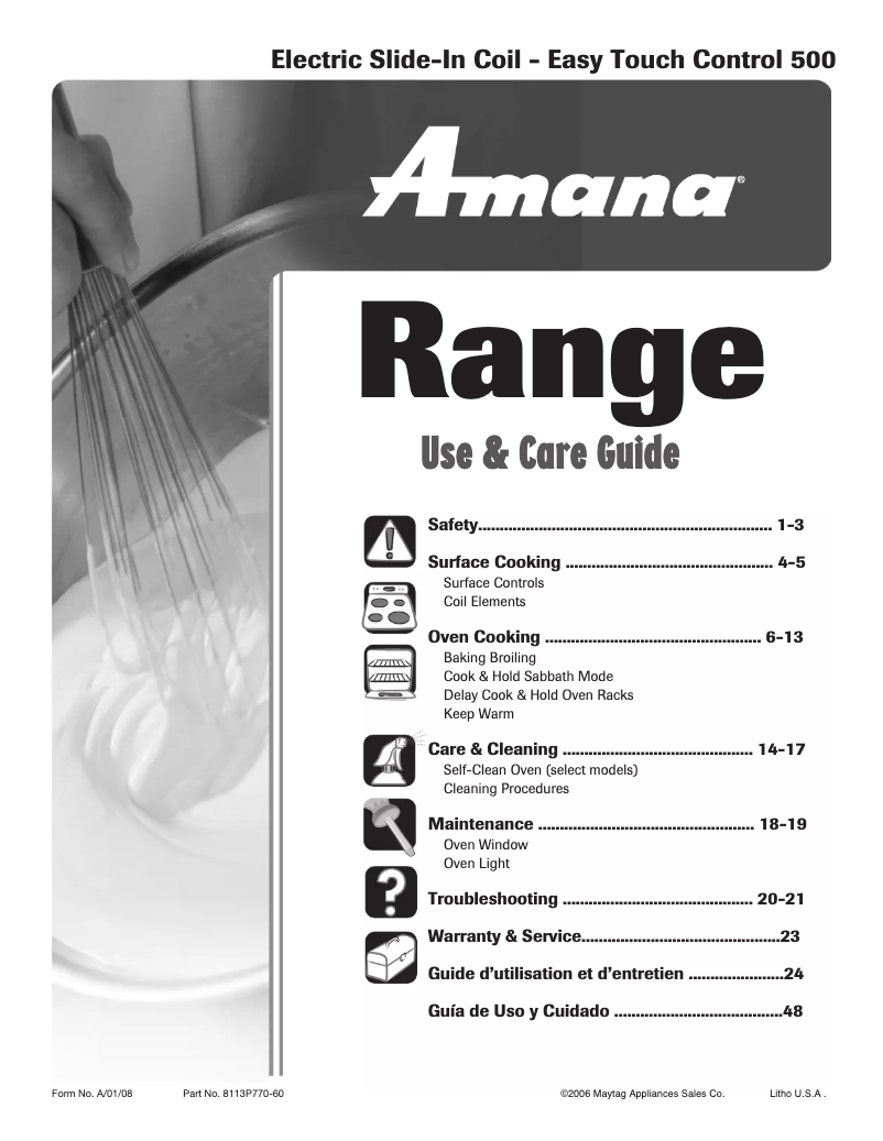 Page n°1 - Manuel utilisateur Amana AES1350BAW0