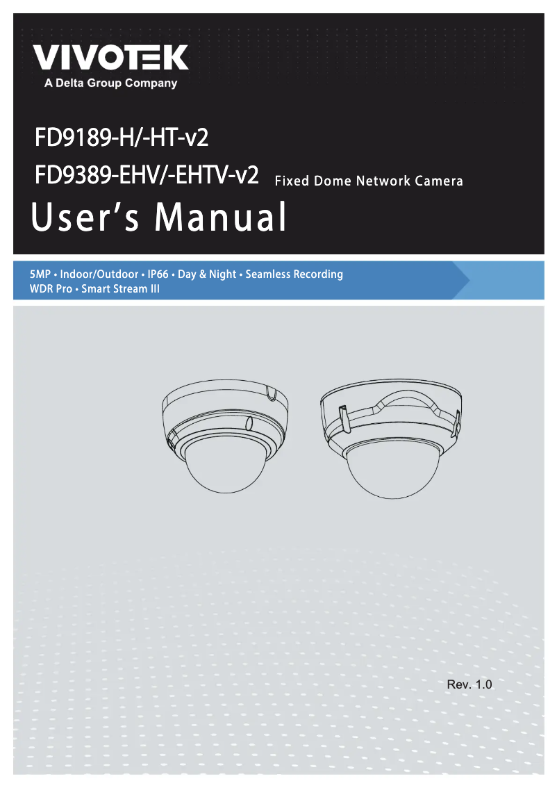 Page 1 de la notice Manuel utilisateur Vivotek FD9389-EHV