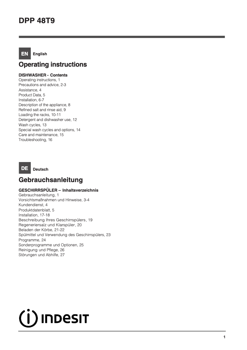 Image de la première page du manuel de l'appareil DPP 48T9 A NX EU