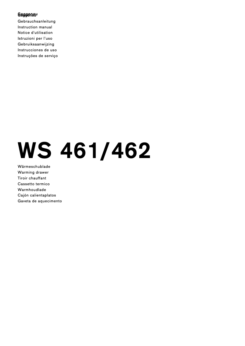 Page 1 de la notice Manuel utilisateur Gaggenau WS461100