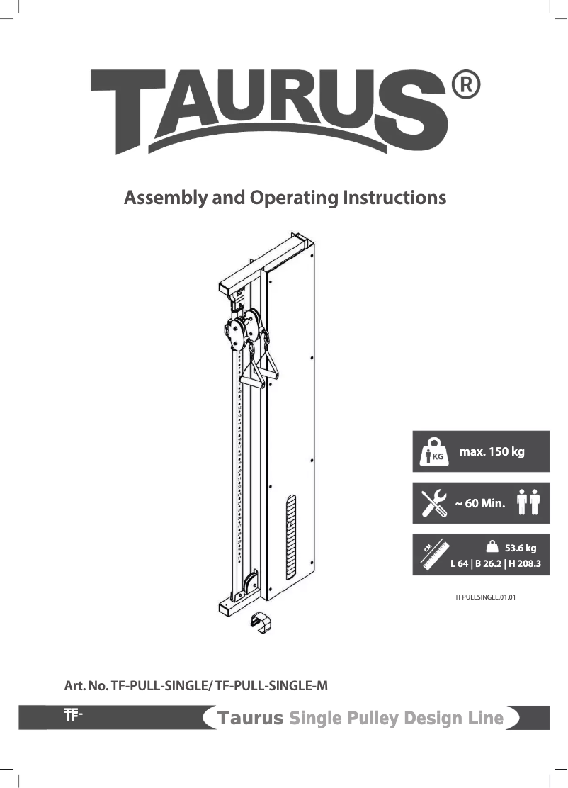 Page 1 de la notice Manuel utilisateur Taurus Single Pulley Design Line