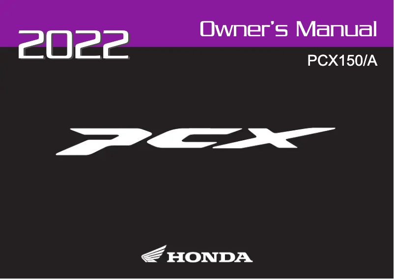 Image de la première page du manuel de l'appareil PCX150A (2022)