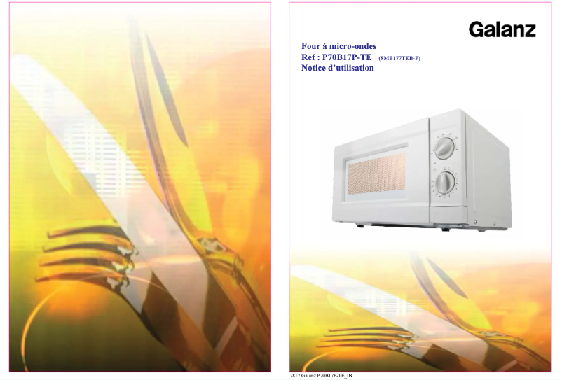 Page 1 de la notice Manuel utilisateur Galanz P70B17P-TE