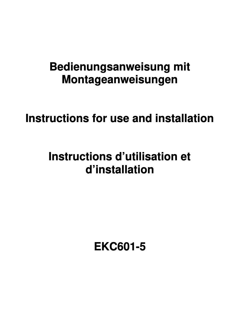 Image de la première page du manuel de l'appareil EKC 601-5