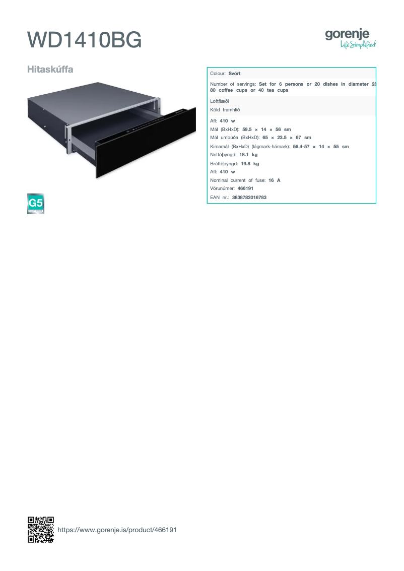 Image de la première page du manuel de l'appareil WD1410BG