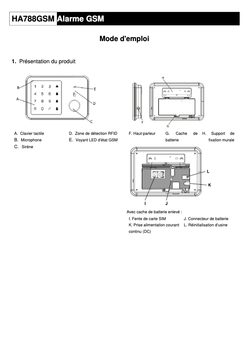 Imagen de la primera página del manual del dispositivo HA788GSM