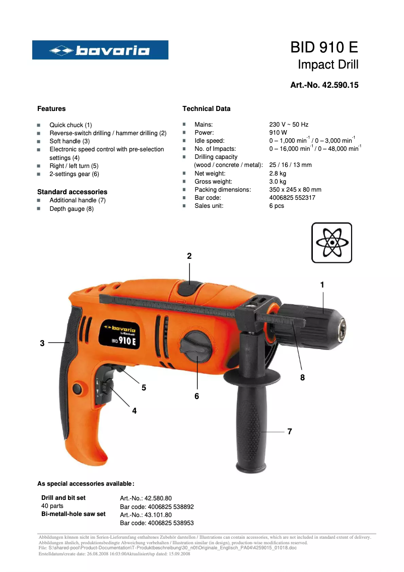 Imagen de la primera página del manual del dispositivo BID 910 E