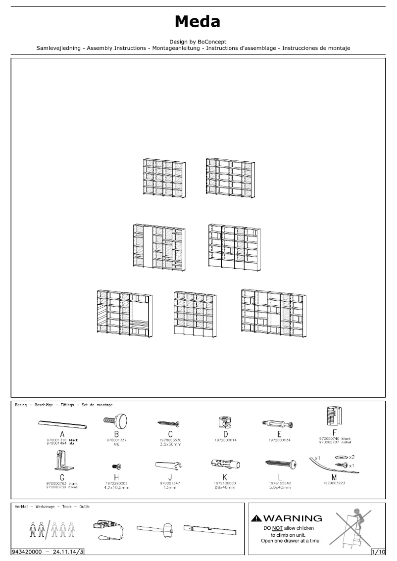 Page 1 de la notice Manuel utilisateur BoConcept Meda