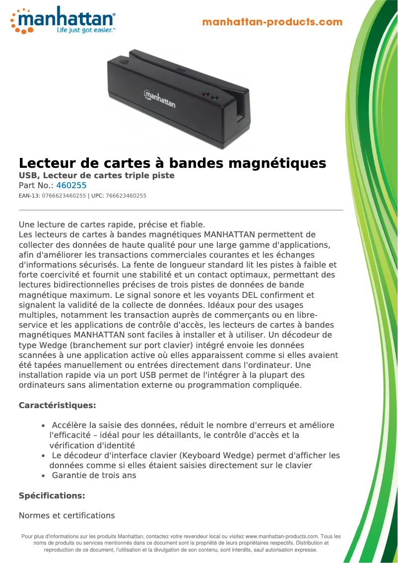 Page n°1 - Fiche technique Manhattan 460255