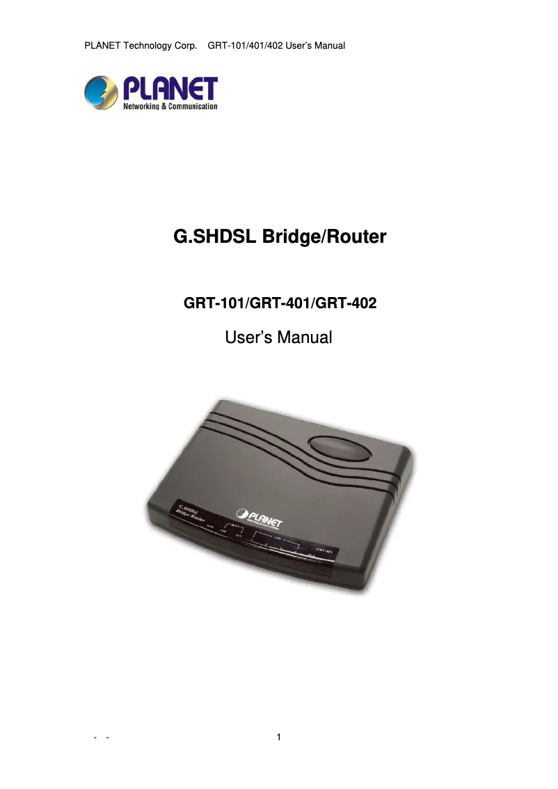 Image de la première page du manuel de l'appareil GRT-401