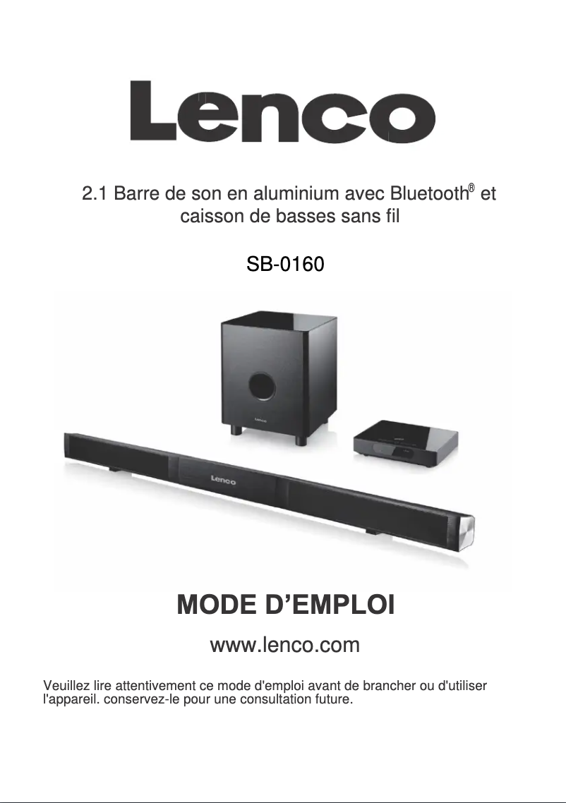 Image de la première page du manuel de l'appareil SB-0160