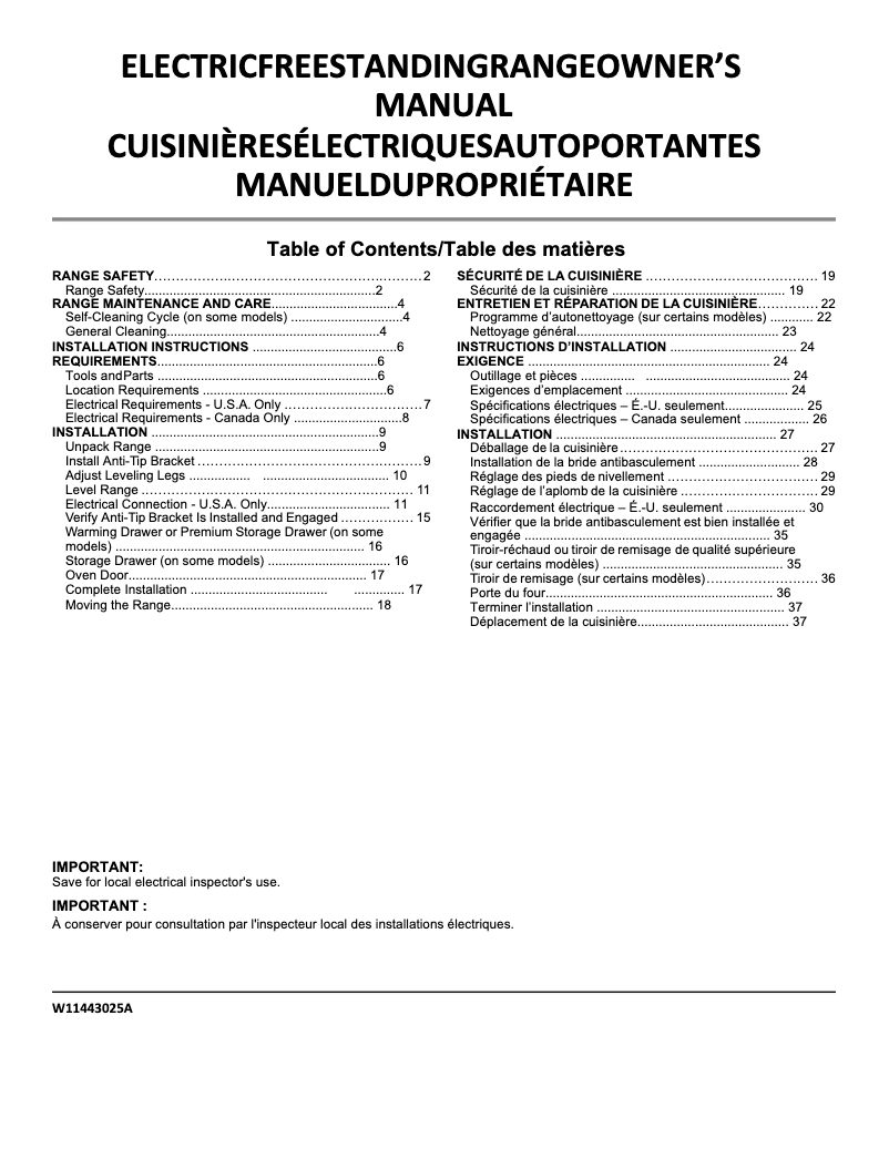 Image de la première page du manuel de l'appareil YWFE550S0LW