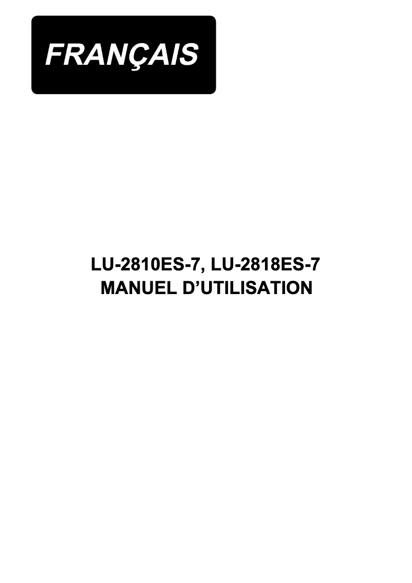 Page n°1 - Manuel utilisateur Juki LU-2810ES-7