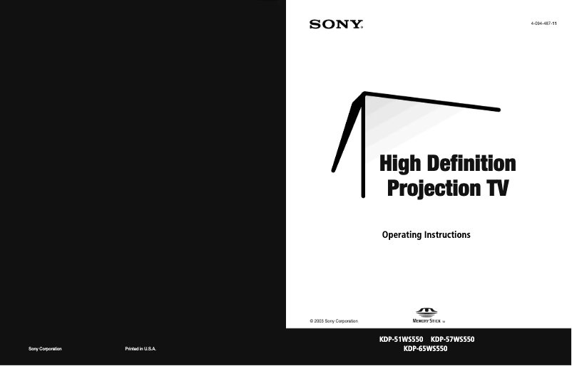 Image de la première page du manuel de l'appareil KDP-51WS550