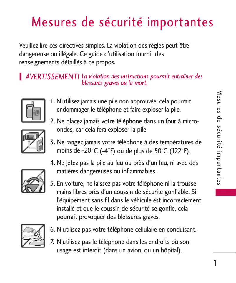 Page 1 de la notice Manuel utilisateur LG CX600