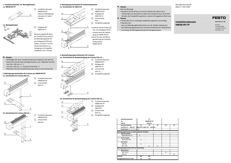 Page 1 de la notice Manuel utilisateur Festo HMIXB-RP/FP