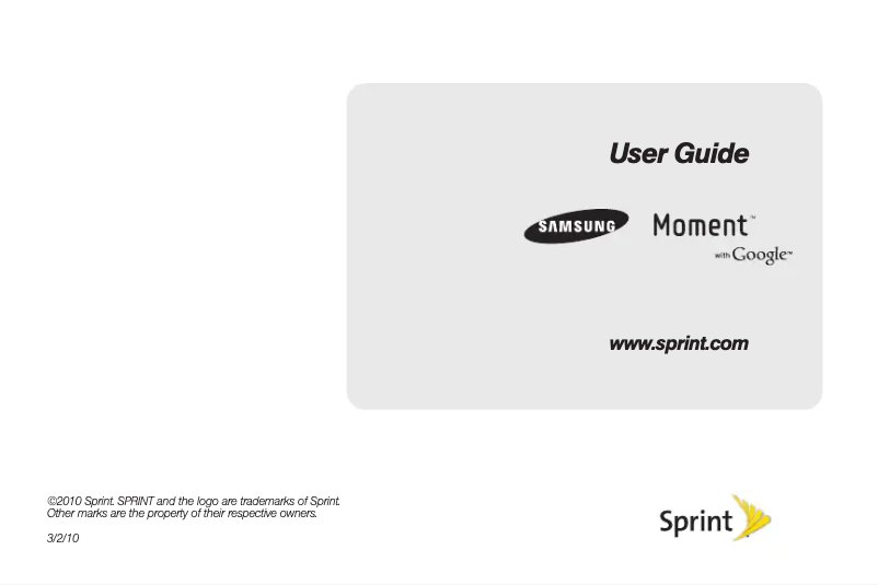 Page 1 de la notice Manuel utilisateur Samsung Moment