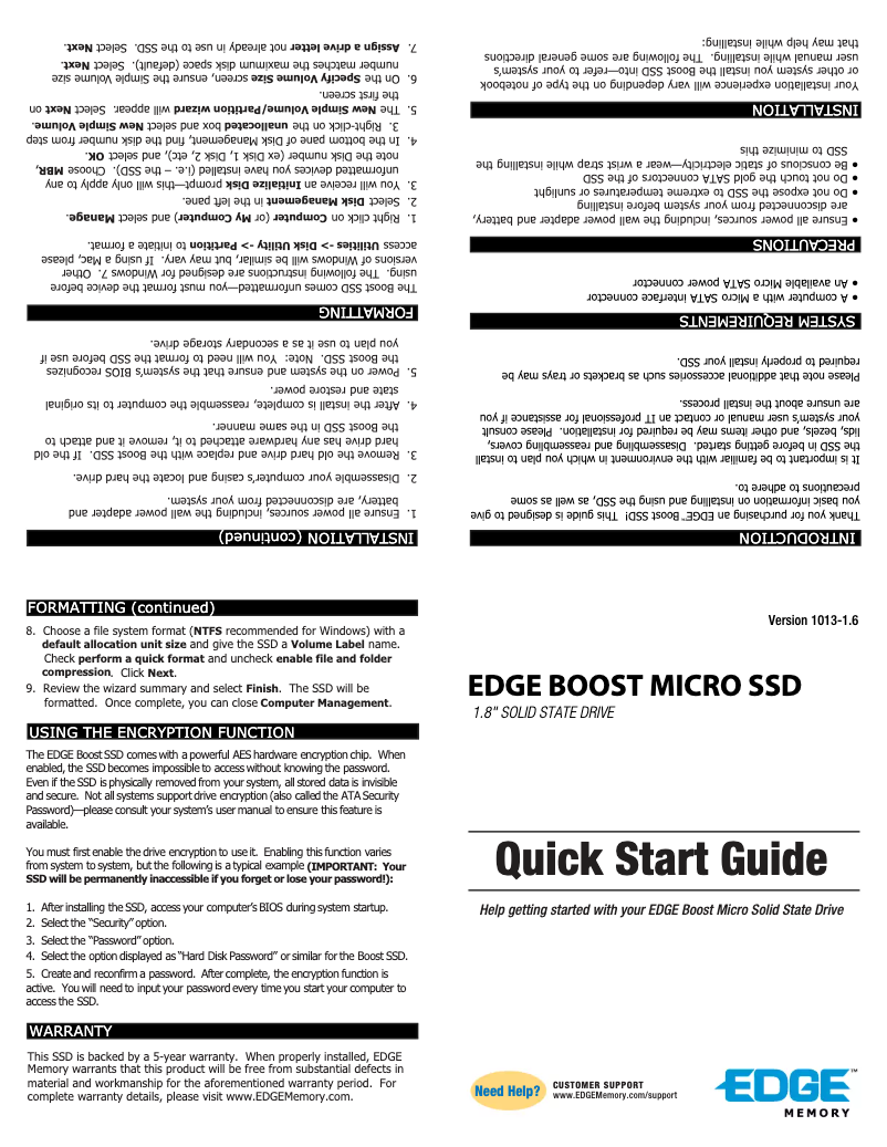 Page 1 de la notice Manuel utilisateur Edge Boost Pro Micro