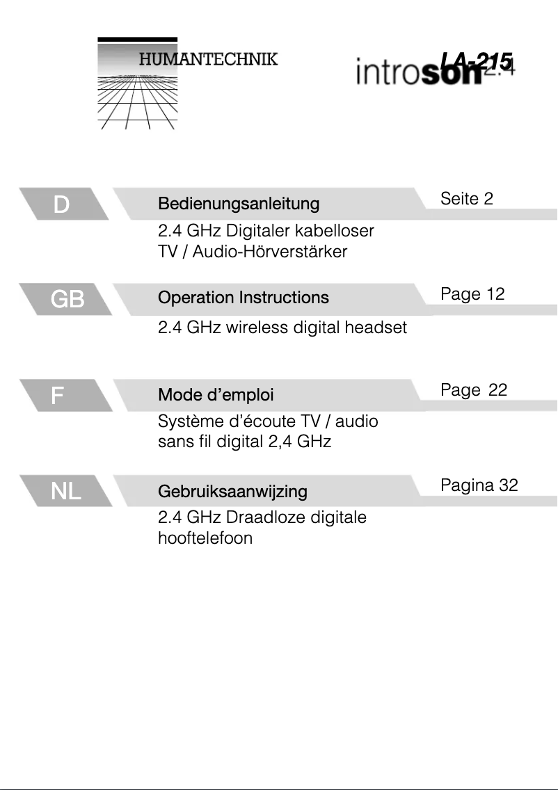 Page n°1 - Manuel utilisateur Humantechnik Introson 2.4