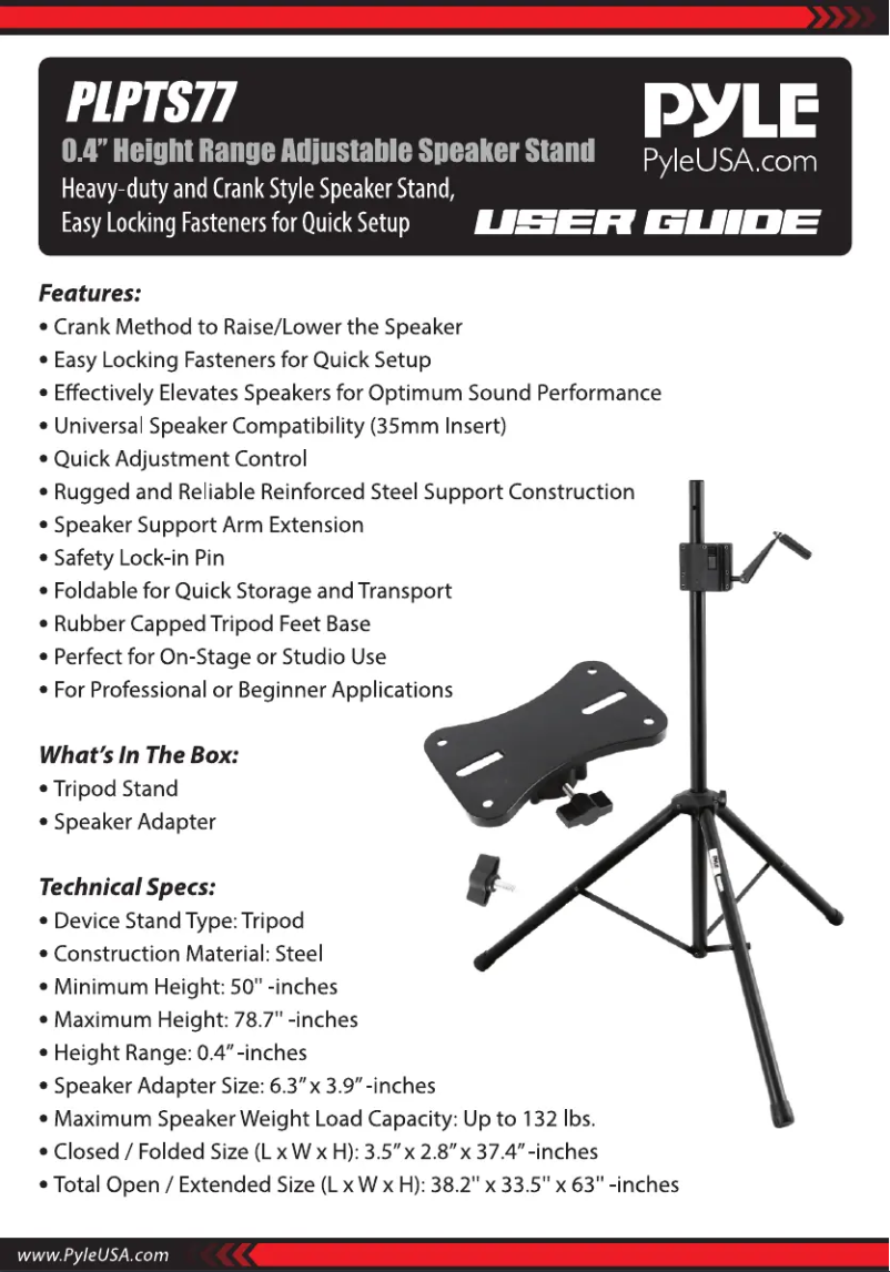 Page 1 de la notice Manuel utilisateur Pyle PLPTS77