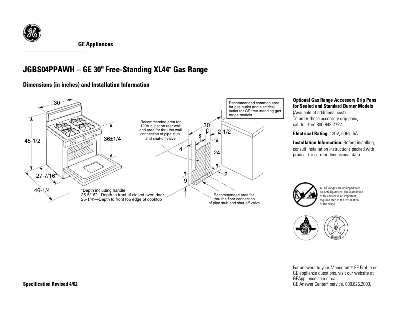 Image de la première page du manuel de l'appareil JGBS04PPAAD