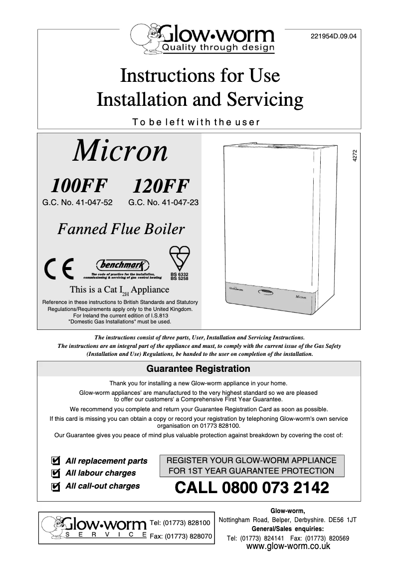 Page n°1 - Manuel utilisateur Glow-worm Micron 120FF