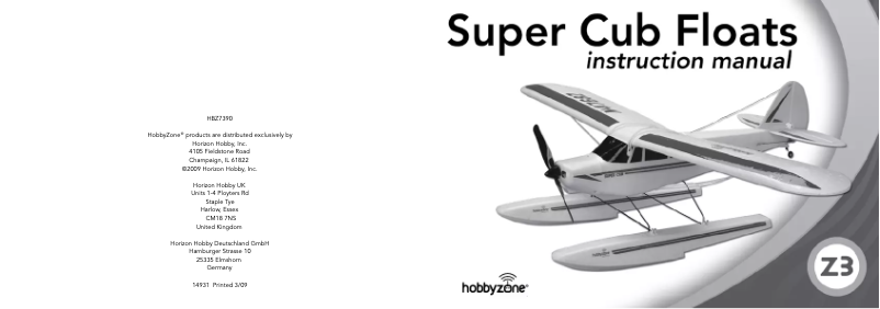 Page 1 de la notice Manuel utilisateur Hobby Zone HBZ7390
