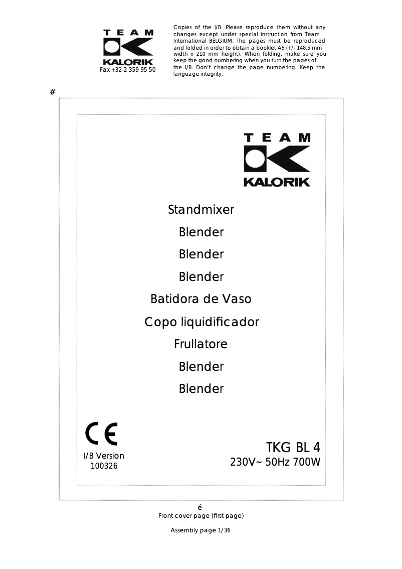 Page n°1 - Manuel utilisateur Team BL 4