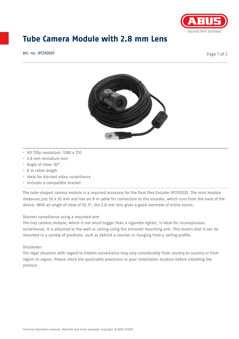 Page n°1 - Manuel utilisateur Abus IPCS10001