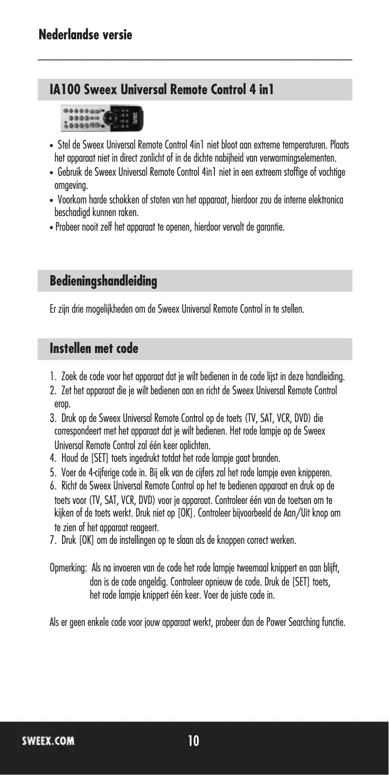 Page 1 de la notice Manuel utilisateur Sweex IA100