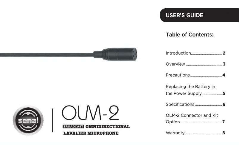 Page n°1 - Manuel utilisateur Senal OLM-2