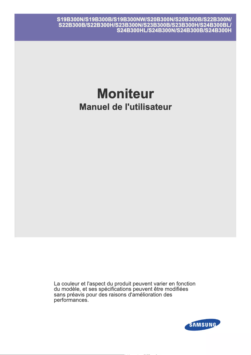 Page 1 de la notice Manuel utilisateur Samsung SyncMaster S19B300N