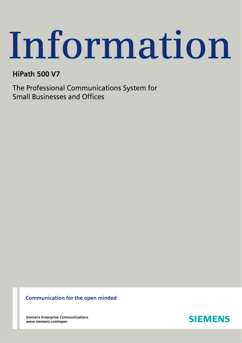 Page n°1 - Manuel utilisateur Siemens HiPath 540