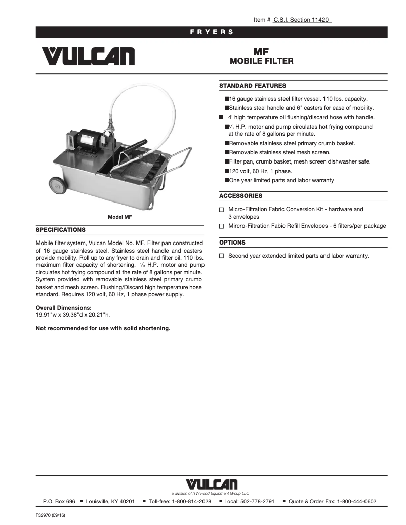 Page n°1 - Fiche technique Vulcan MF-1