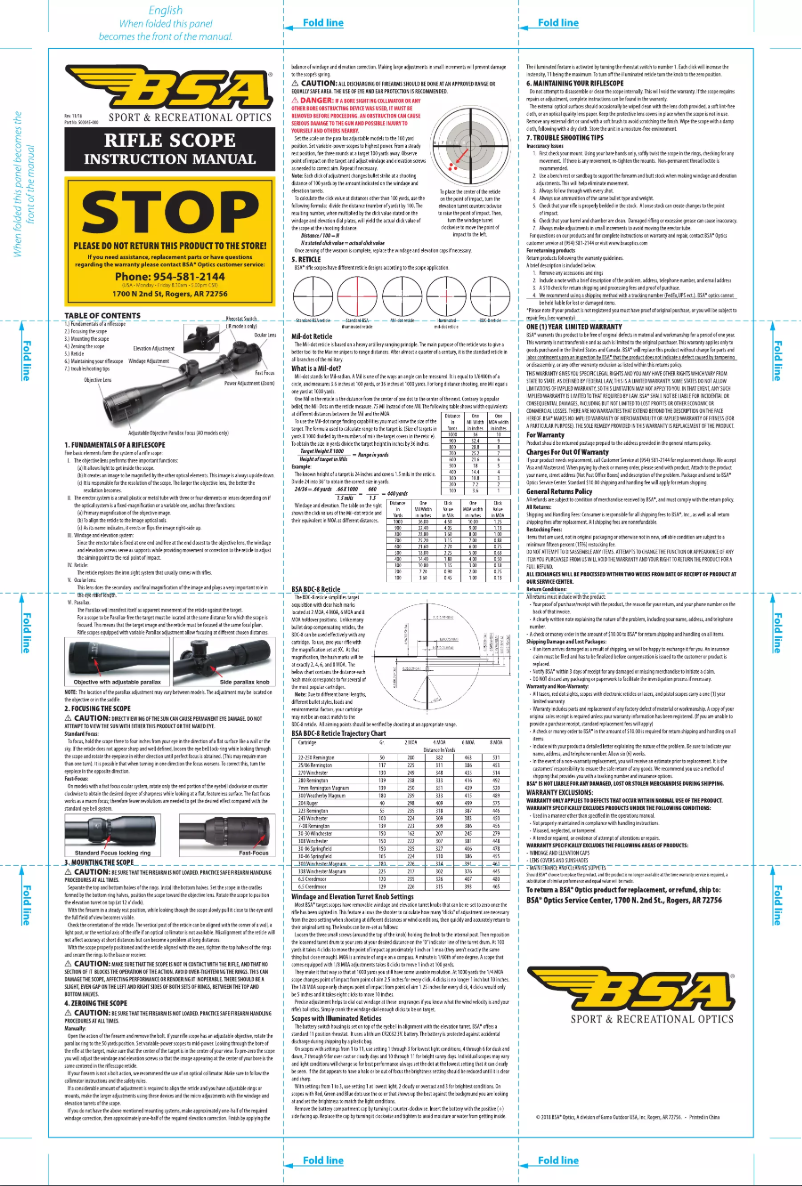 Page 1 de la notice Manuel utilisateur BSA Edge 2-7x28