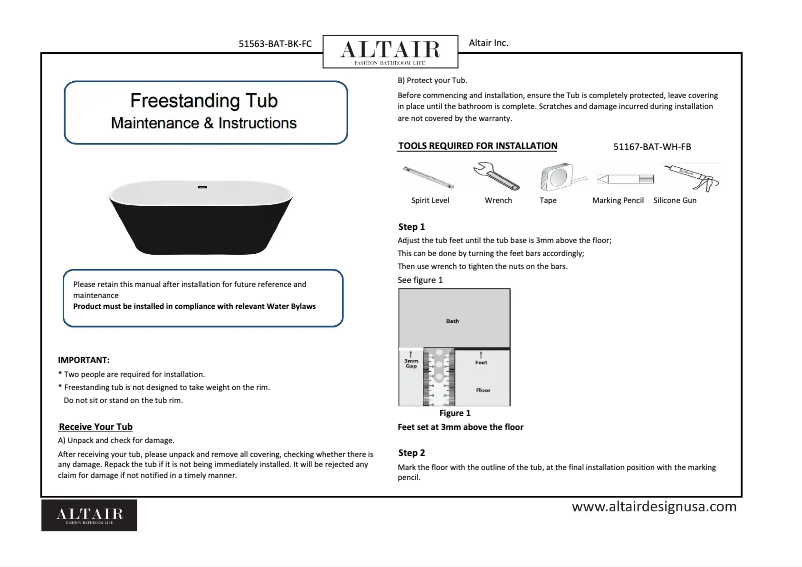 Page 1 de la notice Manuel utilisateur Altair Kaprun 51563-BAT-BK-FC