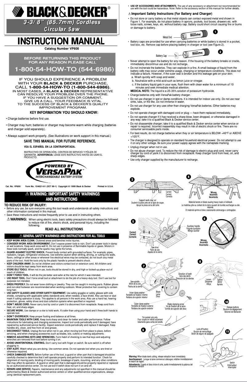 Page 1 de la notice Manuel utilisateur Black & Decker VP600