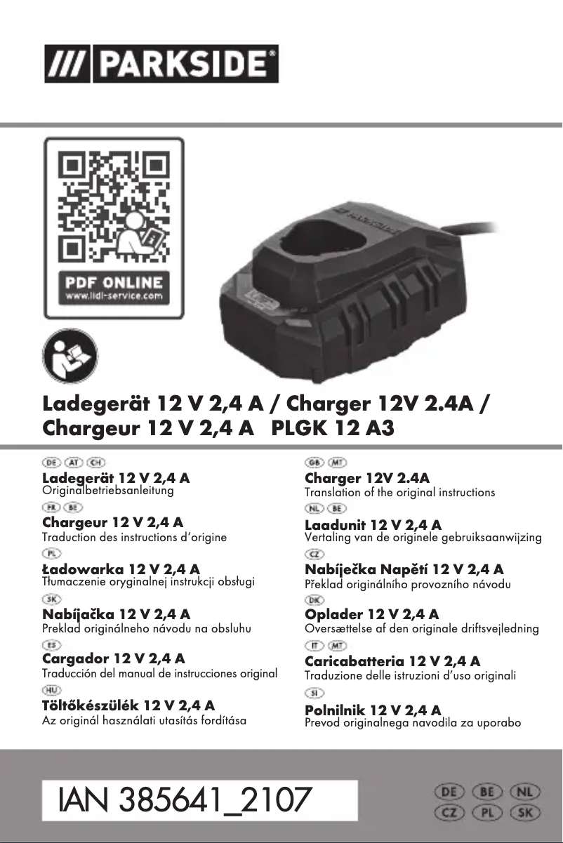 Page 1 de la notice Manuel utilisateur Parkside PLGK 12 A3