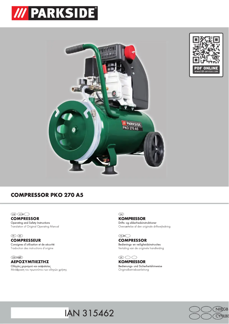 Page n°1 - Manuel utilisateur Parkside PKO 270 A5