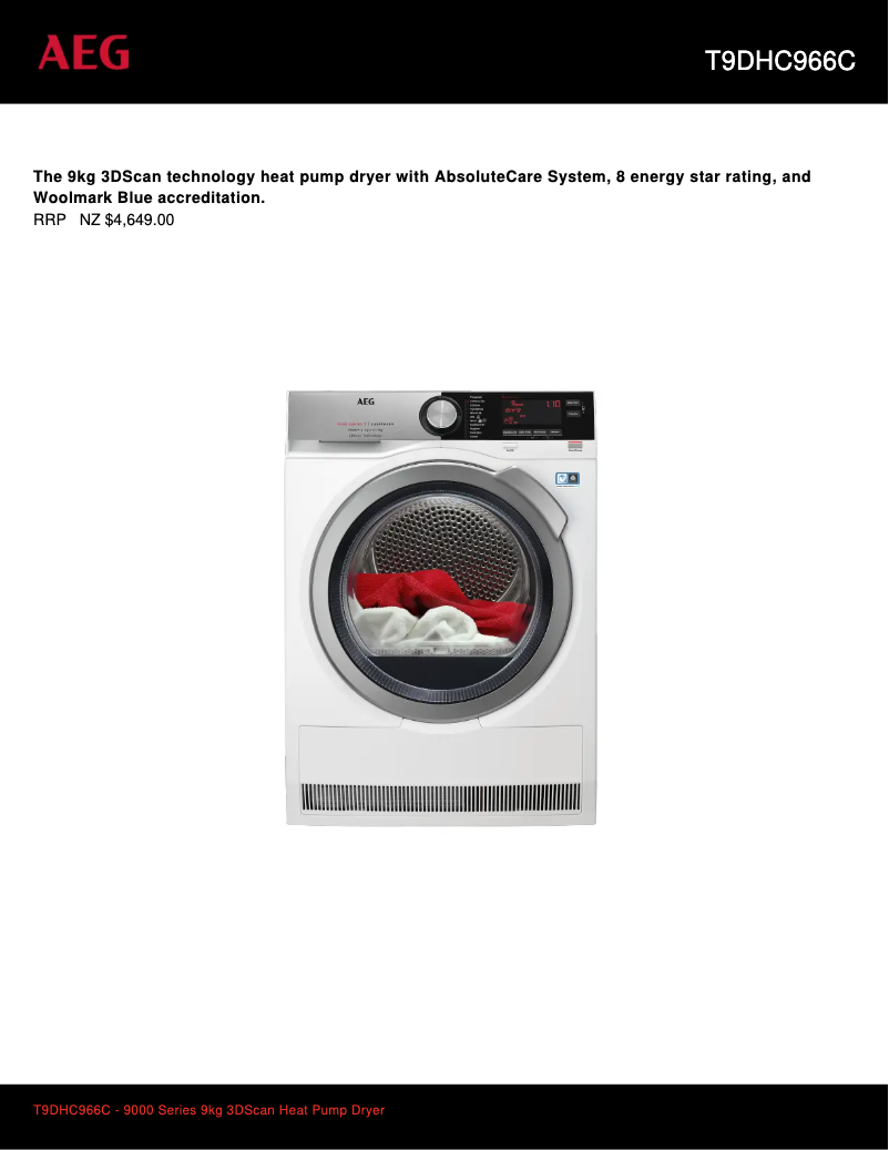 Image de la première page du manuel de l'appareil T9DHC966C