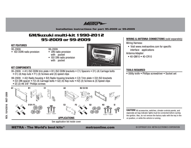 Page n°1 - Mode d'emploi Metra 99-2009