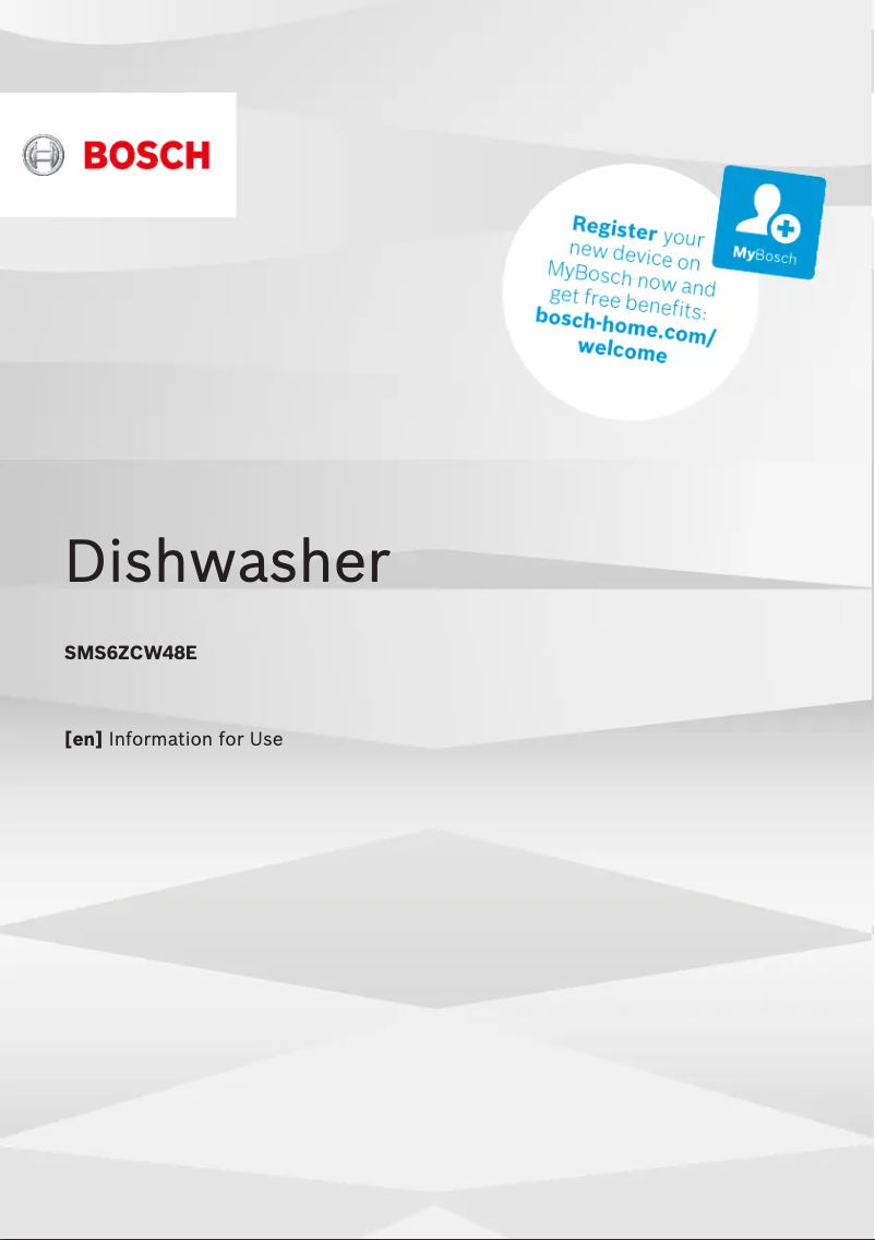 Page n°1 - Manuel utilisateur Bosch SMS6ZCW48E