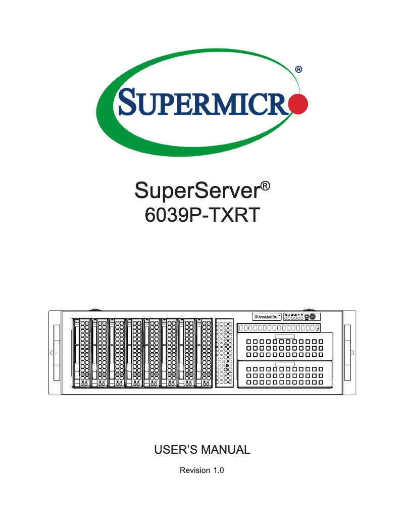 Page 1 de la notice Manuel utilisateur Supermicro SuperServer 6039P-TXRT
