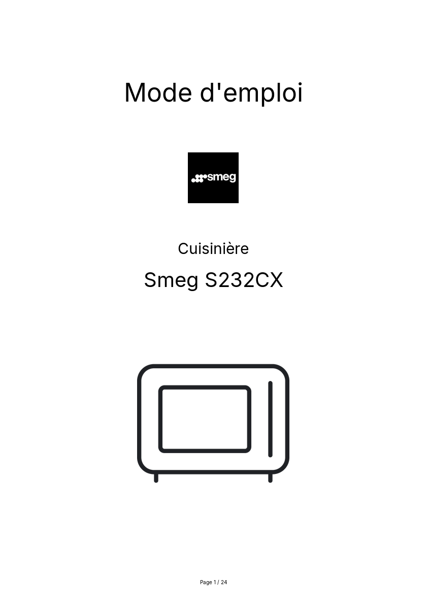 Page n°1 - Mode d'emploi Smeg S232CX