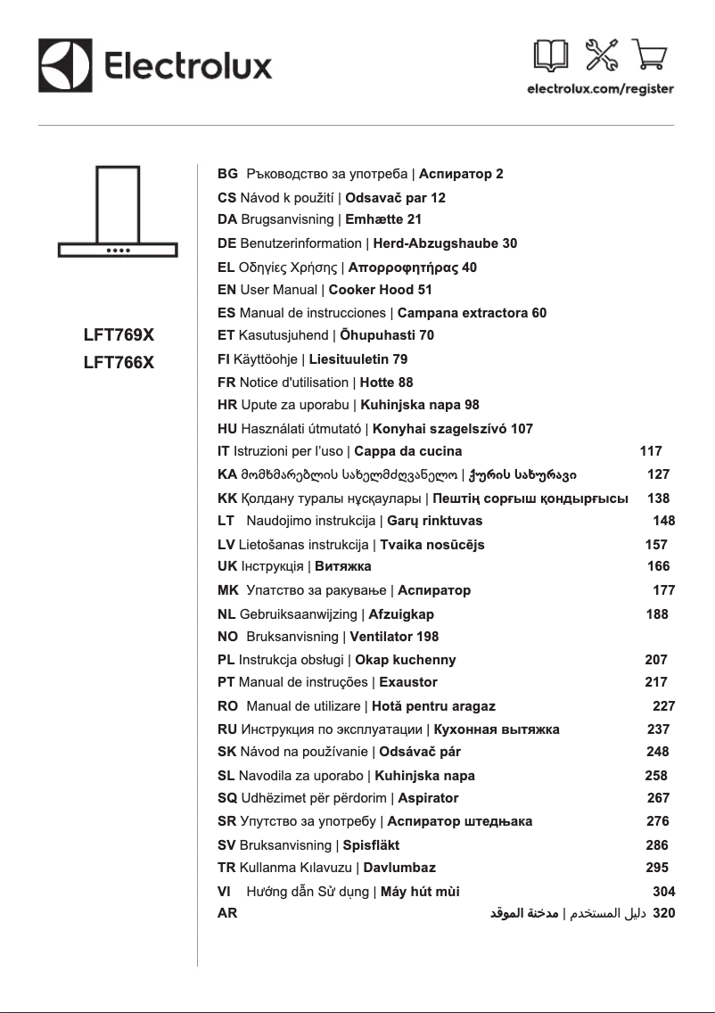 Page 1 de la notice Manuel utilisateur Electrolux LFT769X