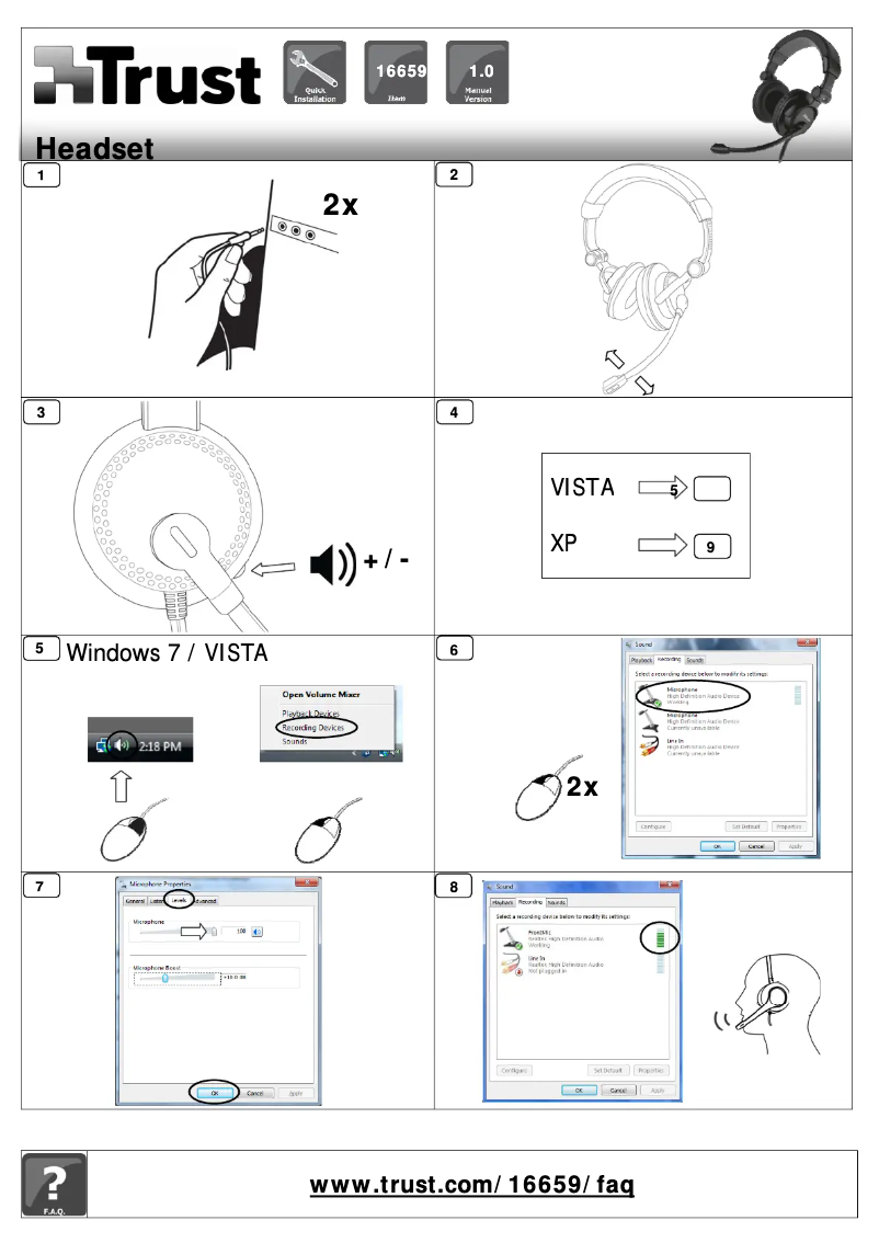Page 1 de la notice Manuel utilisateur Trust Como Headset