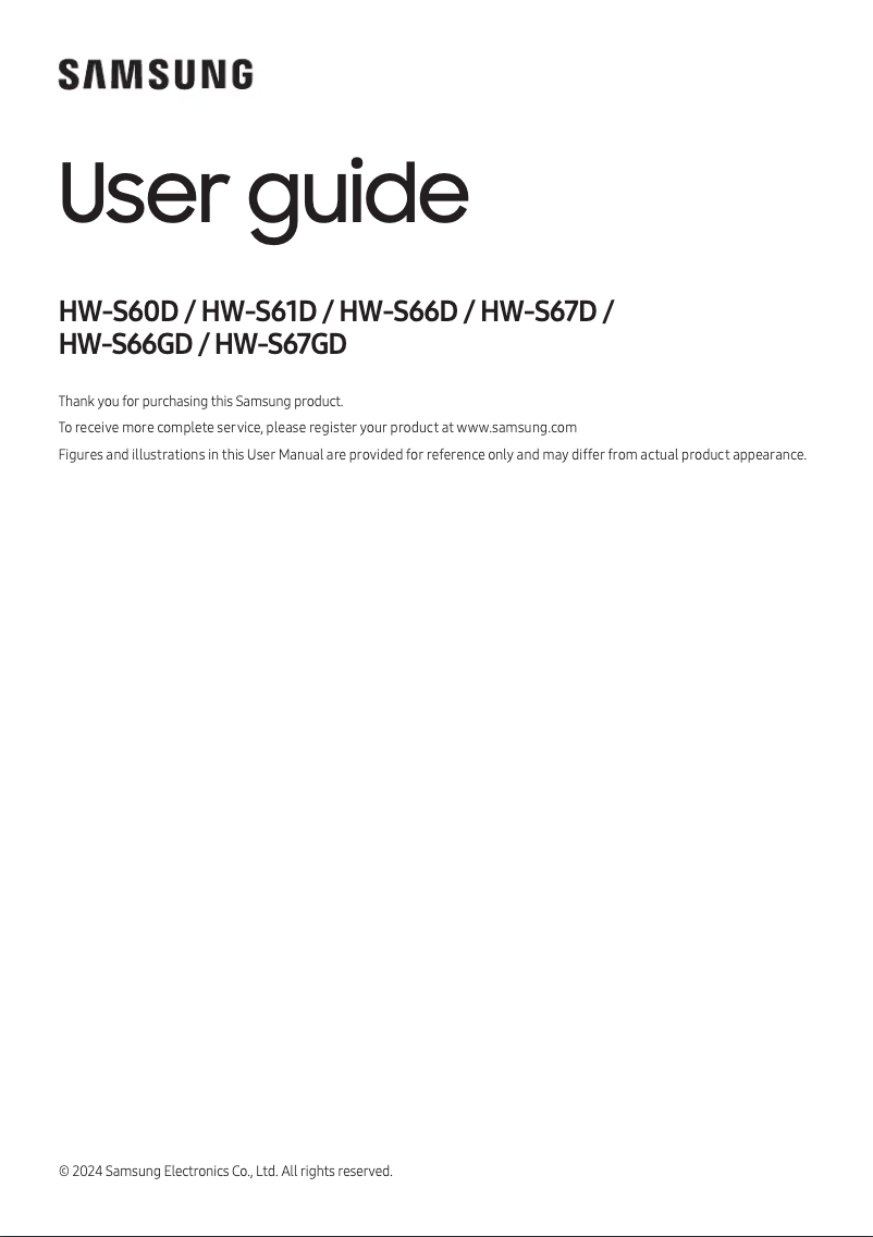 Page 1 de la notice Manuel utilisateur Samsung HW-S67GD